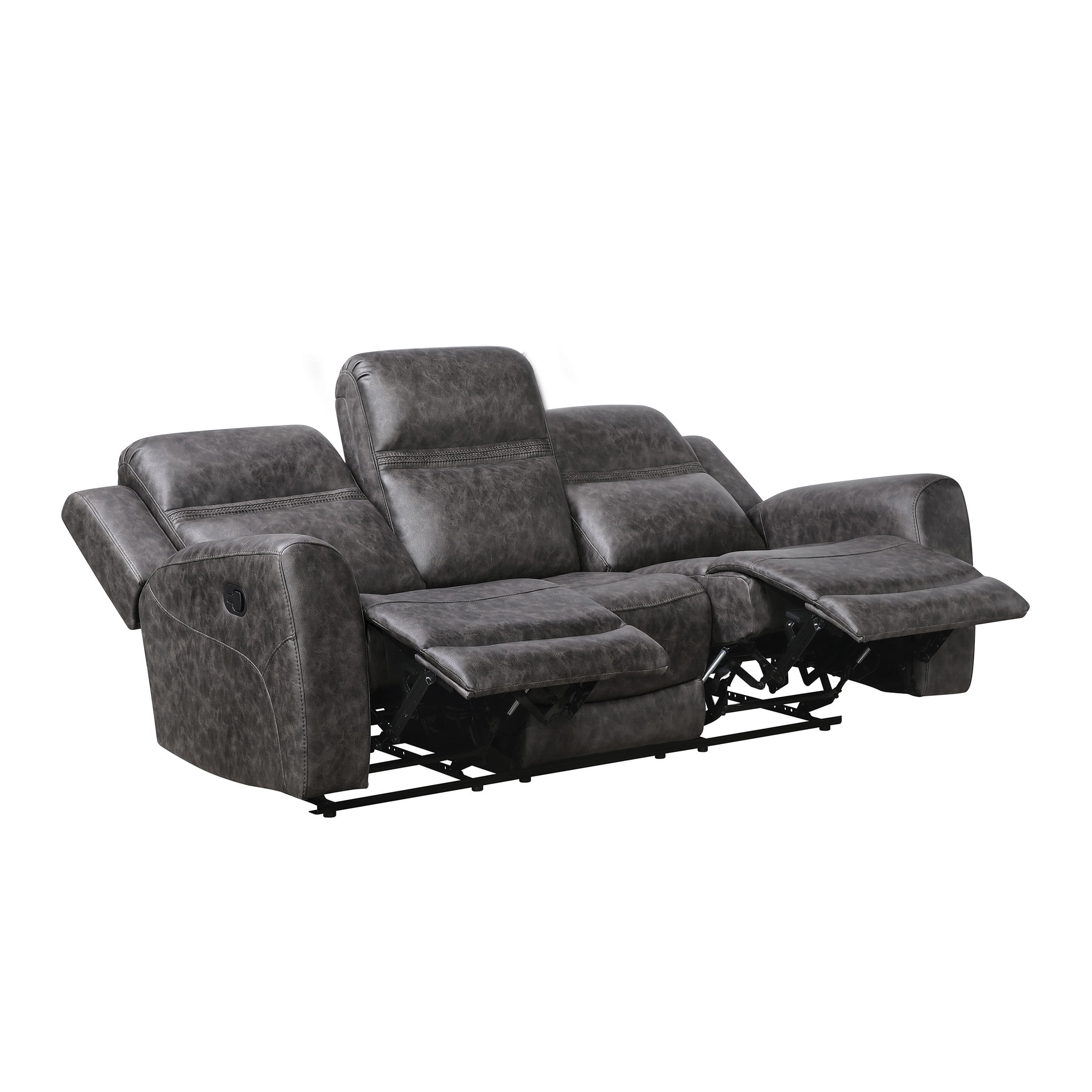 OakvillePark Vensley Microfiber Manual Double Reclining Sofa, Charcoal