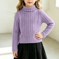 thumbnail image 4 of hotojiny Girls Turtleneck Sweater Long Sleeve Thermal Fall Winter Shirts Ribbed Knit Tops Casual Basic Layering Kids Outfit(Purple,9-10 Years), 4 of 6