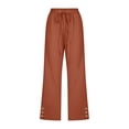 thumbnail image 2 of Women's Casual Pants Women'S Solid Color Strap Button Summer Candy Casual Capris,Brown Women's Casual Pants S, 2 of 4