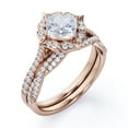 thumbnail image 4 of JeenMata Flower Cluster 1.75 Carat Cushion Cut Moissanite Infinity Pave Bridal Ring Set in 18K Rose Gold Plating over Silver, 4 of 7