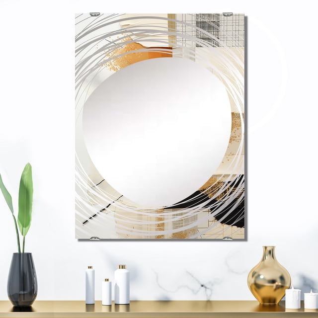 Designart "Black Twilight Dream Collage III" Abstract Collages Oversized Wall Mirror - Modern Abstract Bedroom Wall Mirror Large - Multiple Color Options
