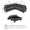 thumbnail image 4 of Stockton 99W L Shaped Sectional Couch with Ottoman in Gray Herringbone Fabric, 4 of 7