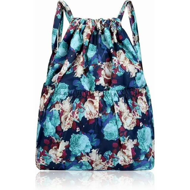 Yazoeia Drawstring Backpack, Waterproof Sports Drawstring Bag Drawstring Gym Bag for Women, Multi Pockets Drawstring Bags (blue) CJC912-144717