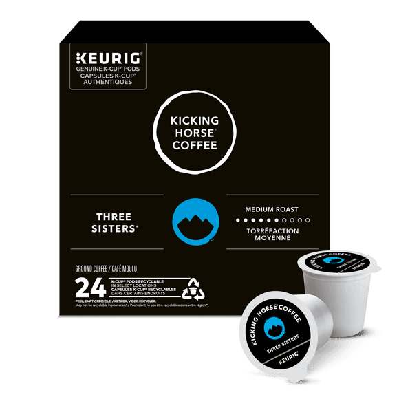 Capsules de café K-Cup Kicking Horse Three Sisters, torréfaction moyenne, 24 unités.