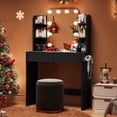 thumbnail image 4 of makeapile Small Vanity Desk with Mirror and Power Outlet, Featuring Three Adjustable Light Colors Each with 10 Brightness Levels. Space-saving Design For Small Areas. Black., 4 of 9