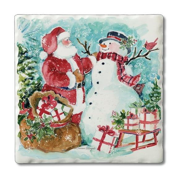 Thirstystone "Santa & Snowman" Single Tumbled Tile Coaster