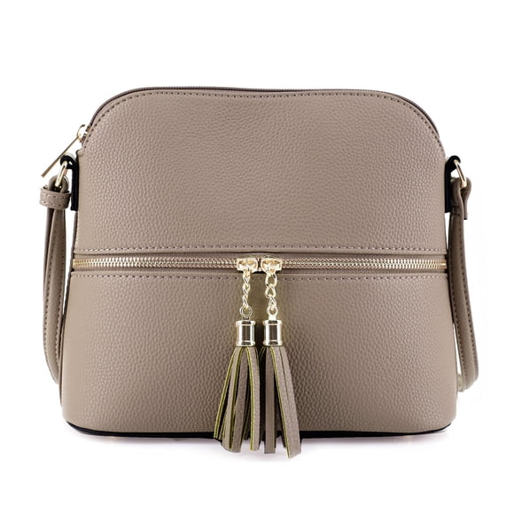 SG SUGU Bolso bandolera Lunar ligero de cúpula mediana con borla | Bolsillo con cremallera | Correa ajustable