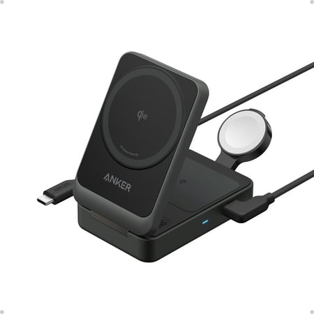 Anker MagGo Qi2 3-in-1 Foldable Charging Station, 15W Wireless Charger for iPhone/AirPods/Apple Watch