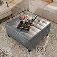 thumbnail image 4 of Veanerwood Square Ottomans with Storage, Leather Tufted, 4 of 8