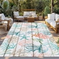 thumbnail image 2 of Teal Red Jellyfish Coastal Outdoor Rug for Patio/Deck/Porch, Non-Slip Large Area Rug 6 x 9 Ft, Vintage Beach Coral Starfish Nautical Indoor Outdoor Rugs Washable Area Rugs, Camping Rug Carpet Runner, 2 of 8