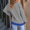thumbnail image 3 of MIUOWANP Fall Sweatshirts for Women 2024 Graphic Ladies' Fashionable Loose Casual Striped Color Blocked Round Neck Button Up Long Sleeved Shirt Blue S, 3 of 4