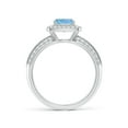 thumbnail image 2 of Angara Natural 0.88 Ct. Aquamarine with Diamond Halo Ring in 14K White Gold for Women (Ring Size: 3.5), 2 of 9