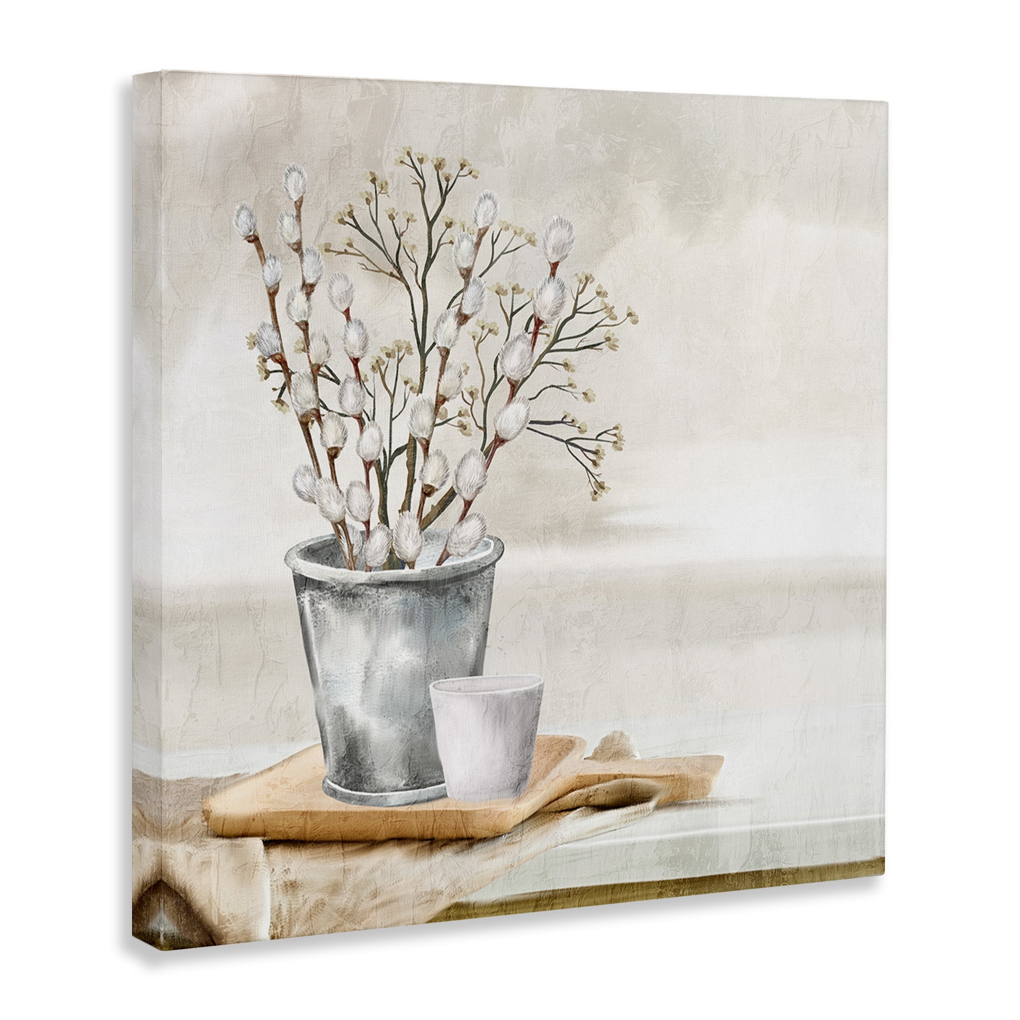 Stupell Industries Pussy Willow Still Life Botanical & Floral Painting Gallery Wrapped Canvas Art Print Wall Art, 36 x 36