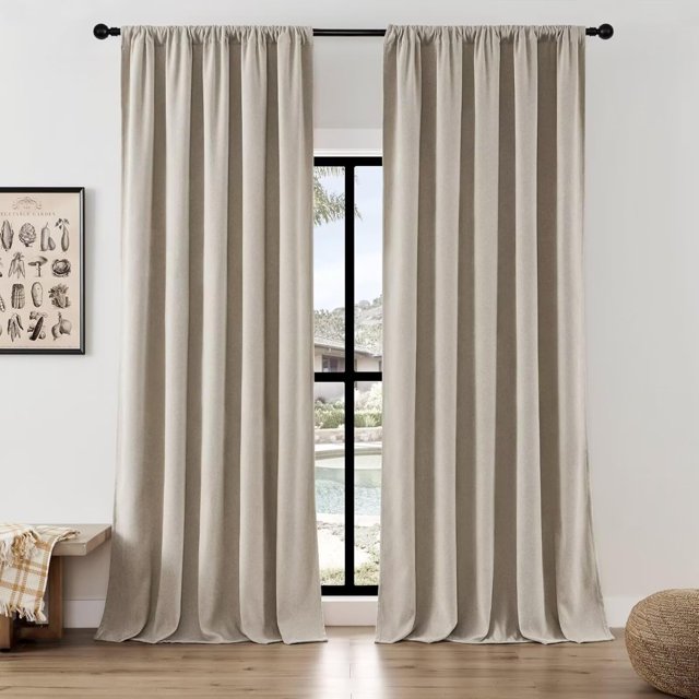 Joydeco Cortinas filtrantes de luz de 72 pulgadas de largo para dormitorio, cortinas de lino sintético de 72 pulgadas de largo, juego de 2 paneles para sala de estar, cortinas semitransparentes de 72