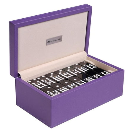 Silverman & Co. Double 9 Large Black Domino Set - Purple Case