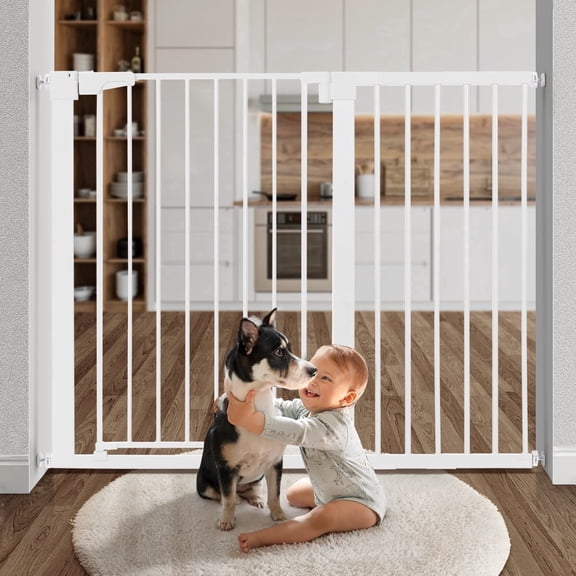 Baby Safety Gate, Caveen 36" Tall, 29.5-48.8" for Stairs and Doorway,Pressure Mount Baby Gate for Ages 6 to 36 Months, White
