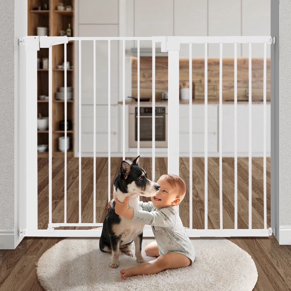 Baby Safety Gate, Caveen 36" Tall, 29.5-48.8" for Stairs and Doorway,Pressure Mount Baby Gate for Ages 6 to 36 Months, White