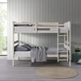 thumbnail image 2 of Home Design Exeter Twin Over Twin Solid Wood Bunk Bed Frame with Guardrails and Ladder, Antique White, Easy Assembly, 2 of 11