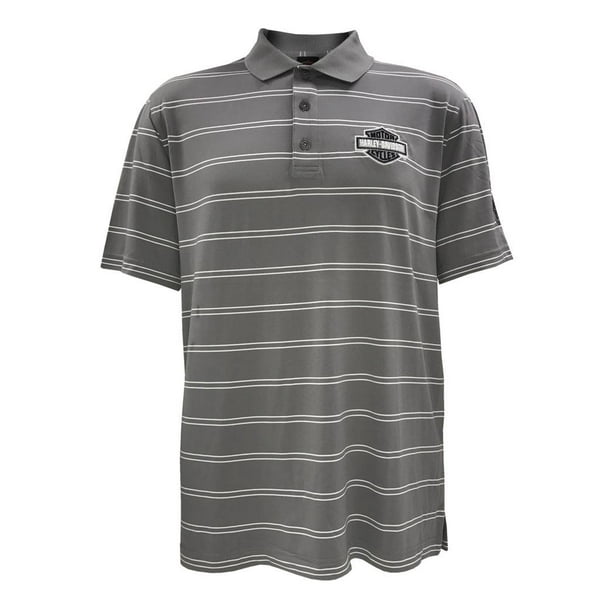 Harley-Davidson Mens Performance Stripe Short Sleeve Polo, Gray H013 ...