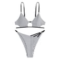 thumbnail image 2 of Bikini ZAFUL para mujer, sexy, con estampado de rayas blancas y negras, 2 of 7