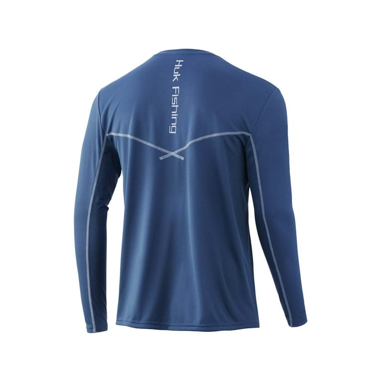 Huk Men's Icon x Long Sleeve Shirt, XXL, Titanium Blue
