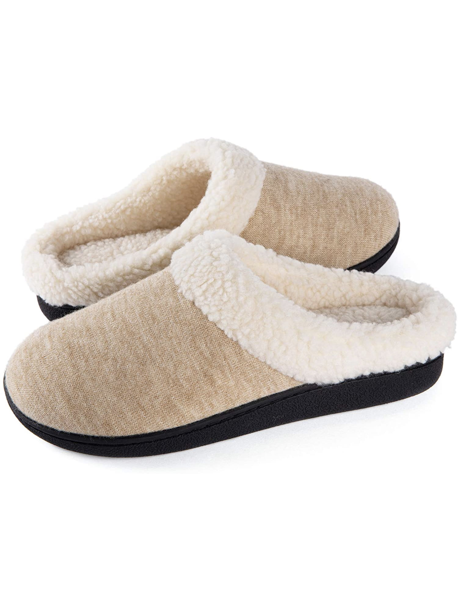 Womens Memory Foam Slippers Indoor/Outdoor Cozy House Shoes Flats Non-Slip Sole 