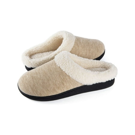 

Wishcotton Women s Cozy Memory Foam Slippers Fuzzy Wool-Like Plush Fleece Lined House Shoes w/Indoor Outdoor Nonslip Rubber Sole