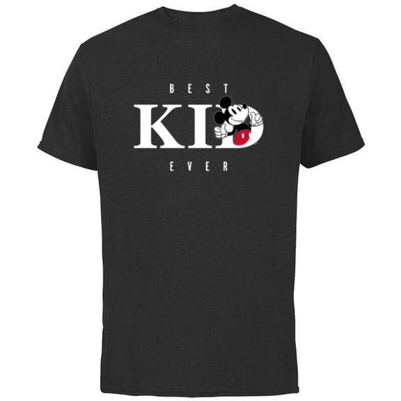 Disney Mickey Mouse Thumbs Up Best Kid Ever Family- Short Sleeve Cotton T-Shirt for Adults - Customized-Black