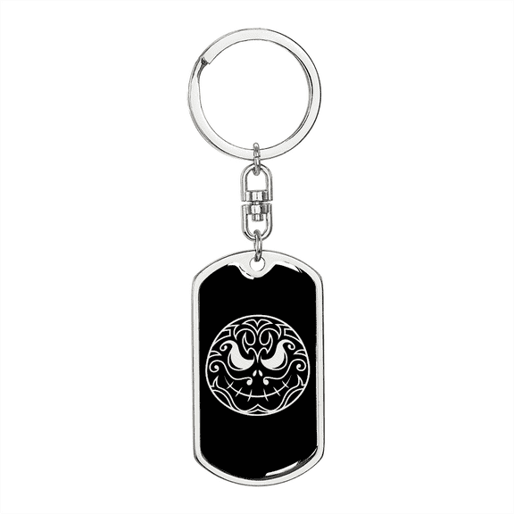 Calavera Mexican Sugar Skull 27 Stainless Steel or 18k Gold Premium Swivel Dog Tag Keychain