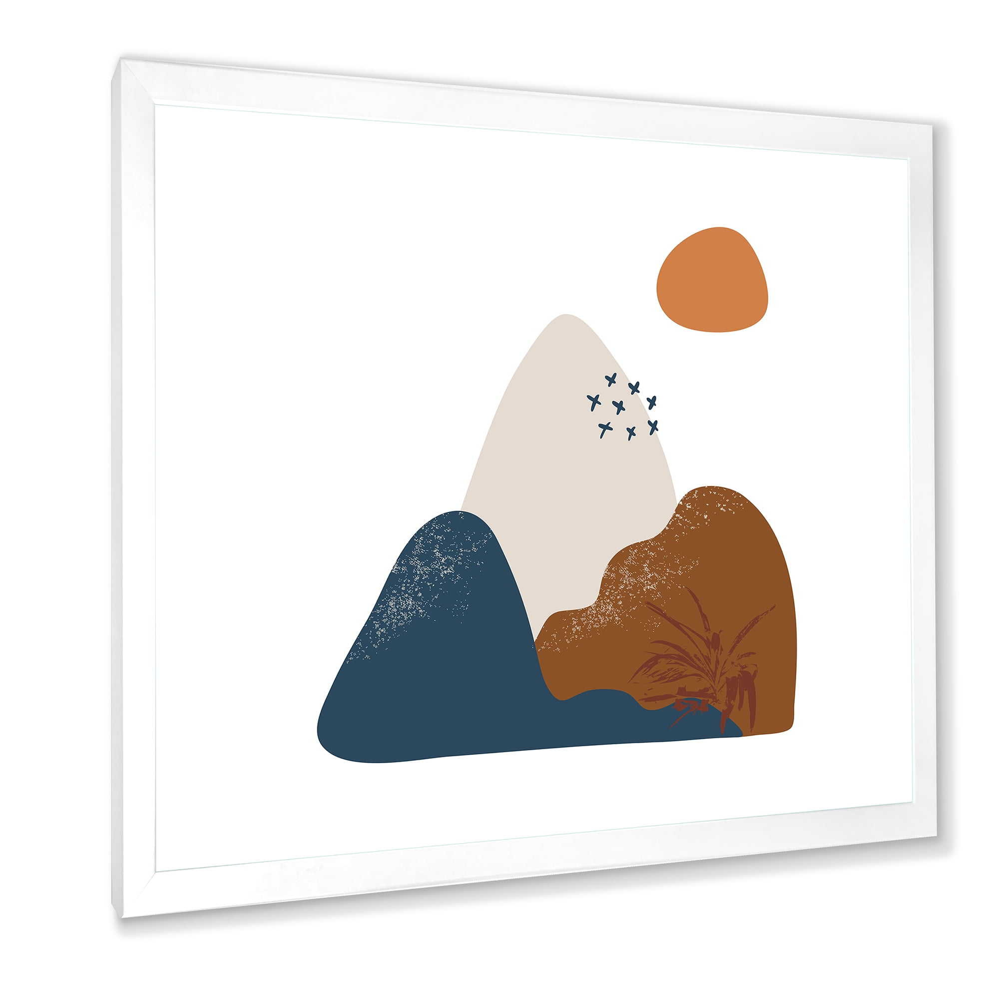 Designart 'Abstract Minimal Shapes Under Flowers VI' Modern Framed Art Print