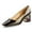 Black, variant on YDN Women Graceful Square Closed Toe Slip On Pumps Rhinestone Studded Block Low Heels Dance Prom Dressy Shoes Size 9 White