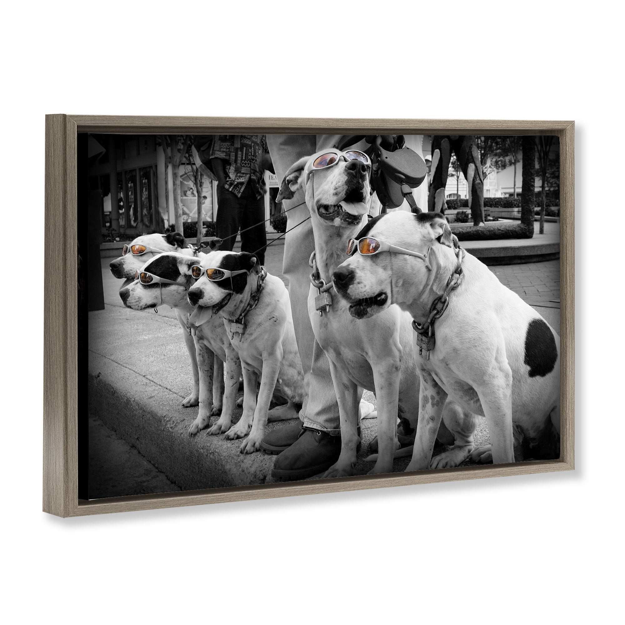 Stupell Industries Afternoon Stroll Pups Brown Framed Floater Canvas Wall Art, design by Scott Henderson