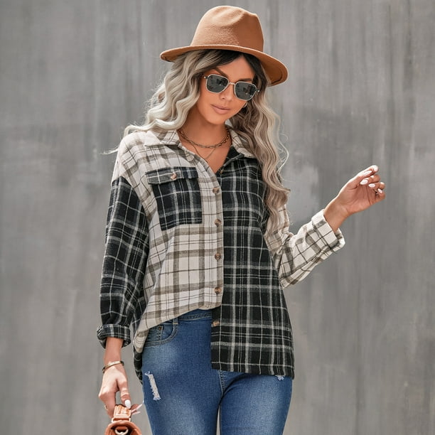 Camisas a cuadros de franela para mujer Camisas con botones de gran tamano Blusa Tops Zhivalor BST3008922 1 Walmart en linea