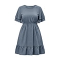 thumbnail image 6 of Dress for Women Ihhxva Plus Size Loose Fit Polka Dot Sundress with Elastic Waist Flutter Sleeve Summer L-5XL, 6 of 7
