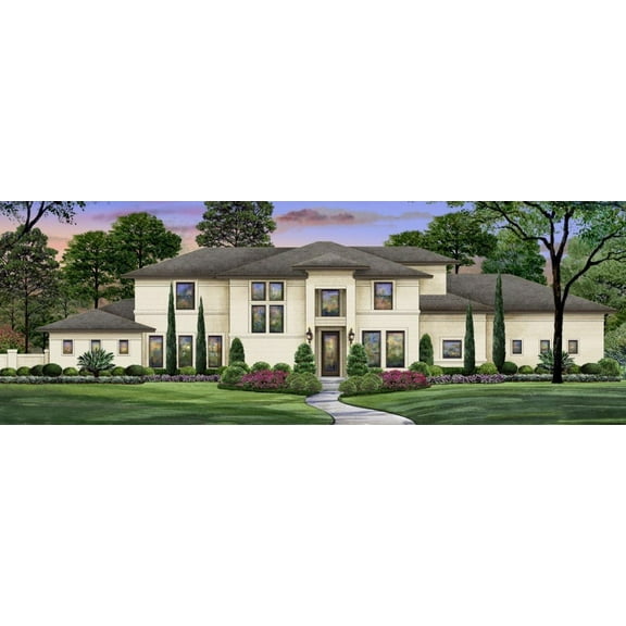015-1307: Contemporary 5 Bed, 7 Bath Luxury Home Plan, 6056 Sq Ft: Full Blueprints with License to Build by Home Plan Marketplace - Lesuto