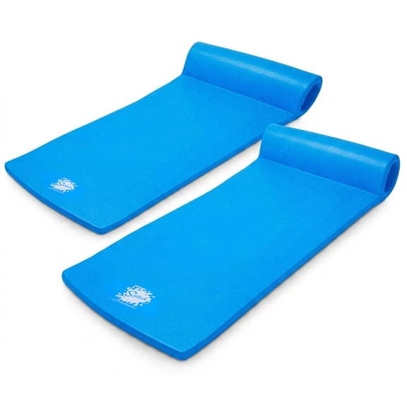 TRC Recreation Splash 1.25" Thick Foam Pool Float Mat, Bahama Blue (2 Pack)