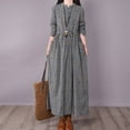thumbnail image 5 of Womens Cotton Linen Maxi Dress Casual Loose Solid A-line Dress Flowy Summer Beach Vacation Dress with Pockets Gray XL, 5 of 7