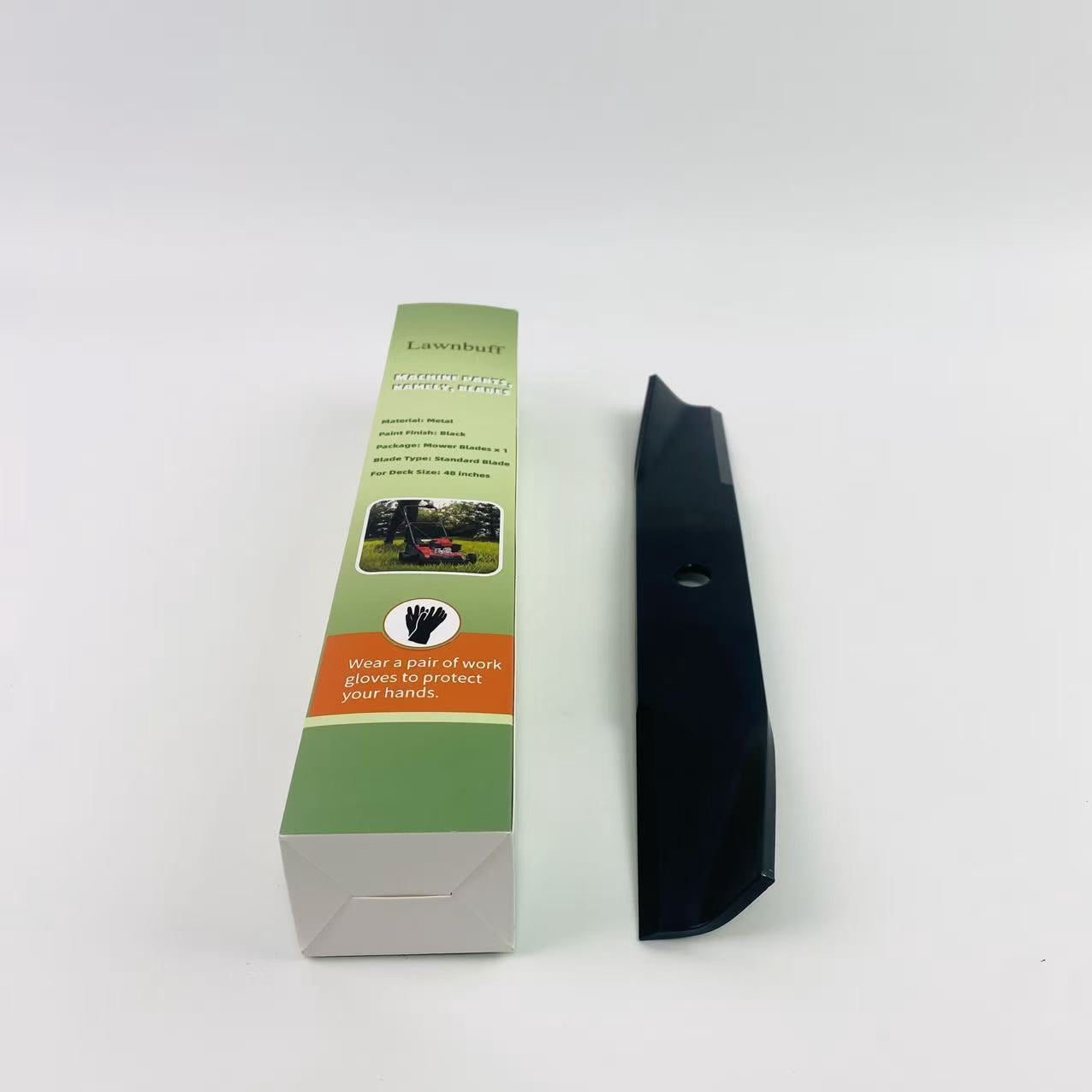 Lawnbuff Machine parts, namely, blades,Deck Lawn Mower Blades