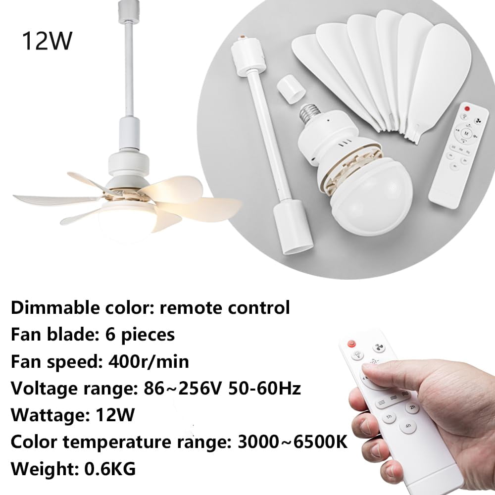 KAYYELAMP 19.2 Inches Height J-Type Track Lighting with Fan Remote Control Dimmable Adjusted Wind Power Modern Design for Living Room Bedroom Kitchen Home