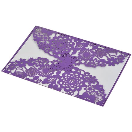 10x Elegant Laser Cut Butterfly Floral Hollow Wedding Invitations Cards Set for Wedding Engagement Bridal Shower, Purple Color:Purple