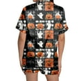 thumbnail image 4 of Womens Pajamas Set Pumpkin Pjs Sets Pocket Button Front Short Sleeve Shorts Sleepwear Fall Pjs Women Set Black XXL, 4 of 5