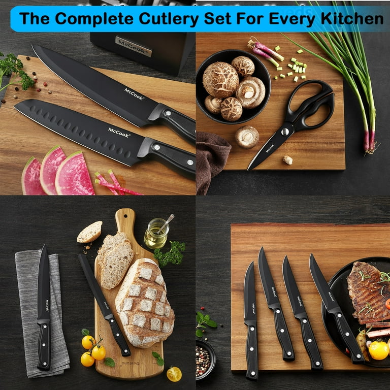 McCook Dishwasher Safe 26-Piece Black Stainless Steel Knife Set