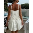 thumbnail image 6 of Women's Sweetheart Neck Lace Trim A-Line Mini Dress – Sleeveless Tie-Front Party Outfit, 6 of 6