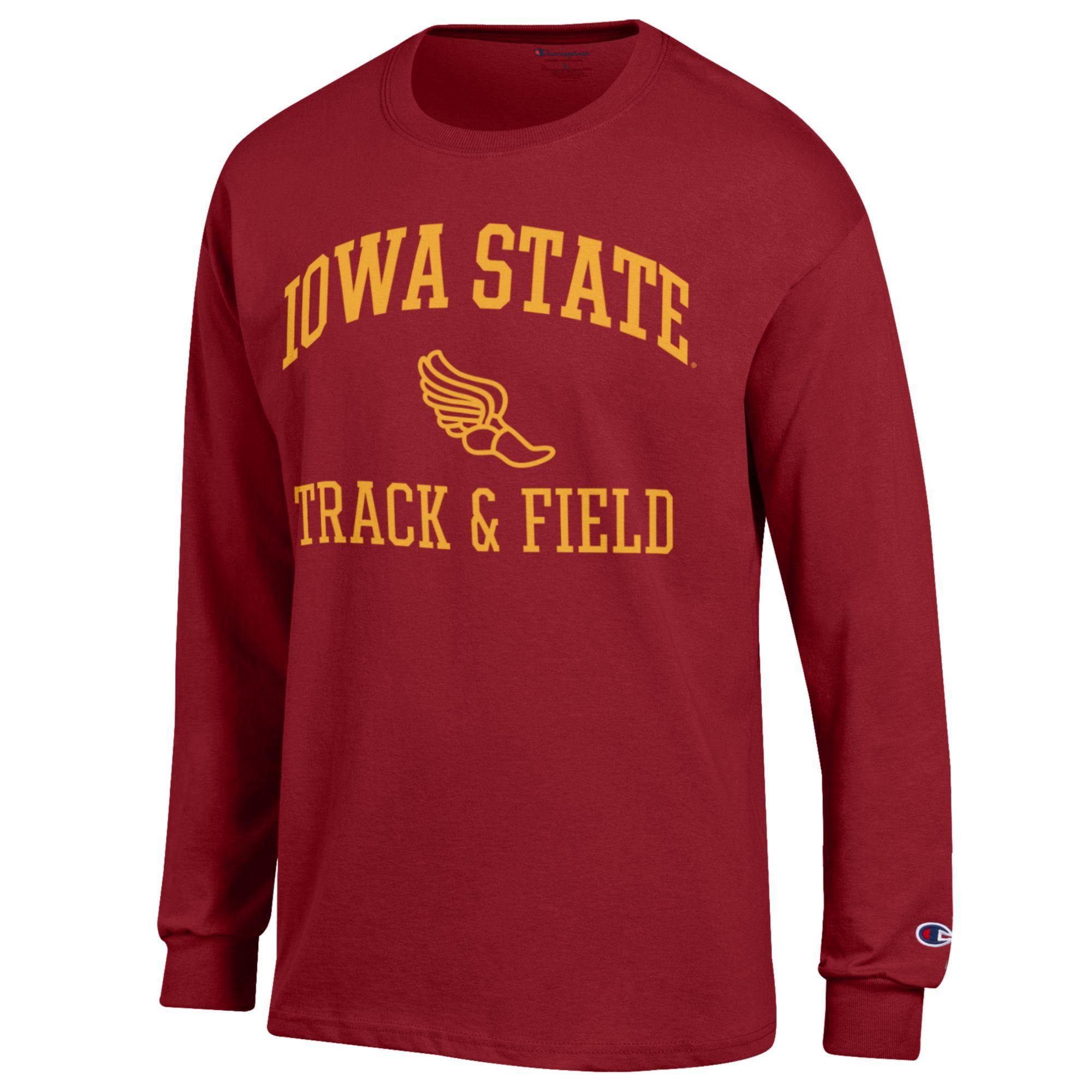 Men's Champion  Cardinal Iowa State Cyclones Track & Field Icon Long Sleeve T-Shirt