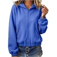 thumbnail image 2 of DailyTrove Women Full Zip Cropped Hooded Jacket Oversized Long Sleeve Dual Side Pocket Solid Fleece Hoodie, 2 of 6