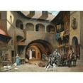 thumbnail image 2 of Alois Schönn 14x11 Black Ornate Wood Framed Double Matted Museum Art Print Titled: Old Courtyard in Friesach with Wagon (1883), 2 of 5