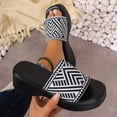 thumbnail image 3 of Platform Slides for Women Square Open Toe Elastic One Band Slip on Wedge Sandals Summer Casual Slippers White Size 8, 3 of 6