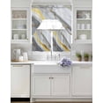 thumbnail image 3 of Grey Marble Swag Kitchen Curtains Sets for Windows 24 Inch Length, Modern Abstract Gold Ombre Aesthetic Art Short Window Curtain Panels Swags Valances and Tiers 3 Piece Set for Cafe/Dining Room, 3 of 5