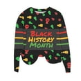 thumbnail image 2 of Byworldtasic Womens Sweatshirt Women's Black History Month Print Tops Loose-Fitting Round Neck Long-Sleeved Hoodless Blouses, 2 of 4