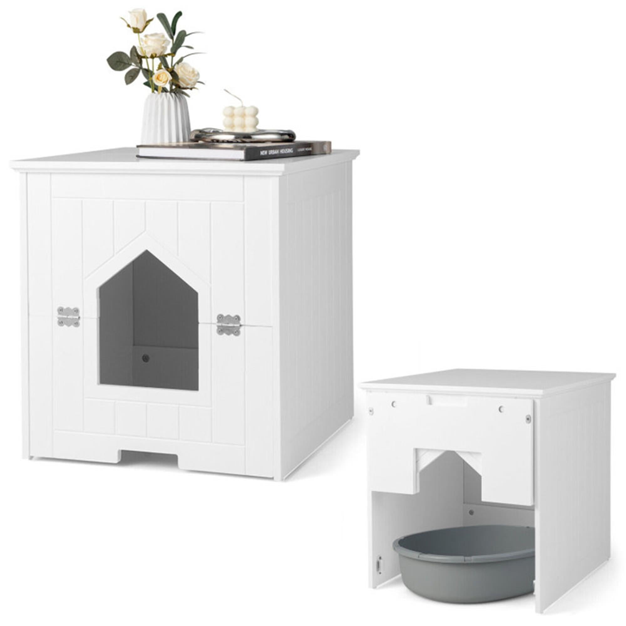 Kadyn 20" Cat Litter Box Enclosure with Flip Magnetic Half Door, Hidden Cat House Enclosed, White